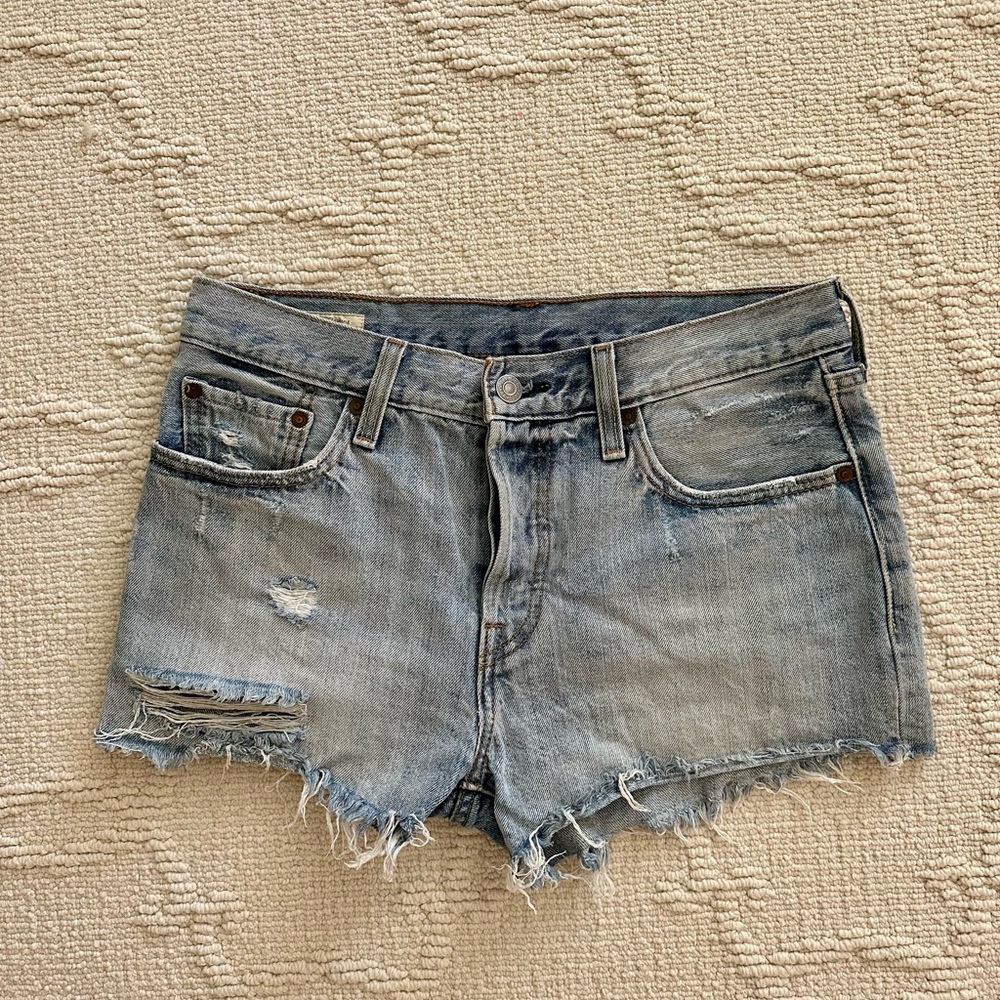 Levi's Light Blue Distressed Jean Shorts